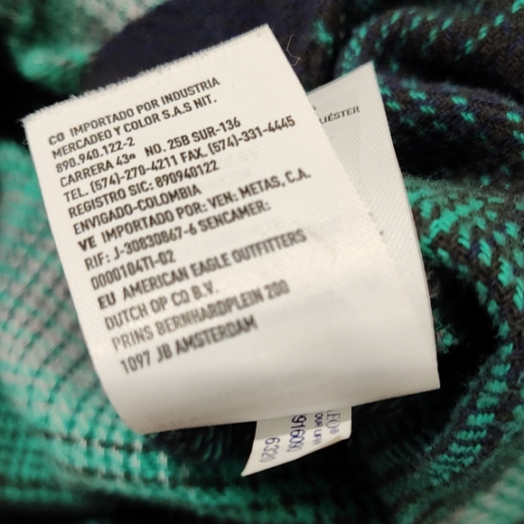 American Eagle Button Up Flannel Hoodie, Vintage Boyfriend, Large, Green Plaid - Picture 9 of 9